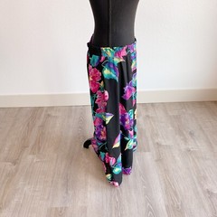 Vintage 80s Diana Hartman Polyester Nylon Elastic Waist Floral Long Skirt 14 16