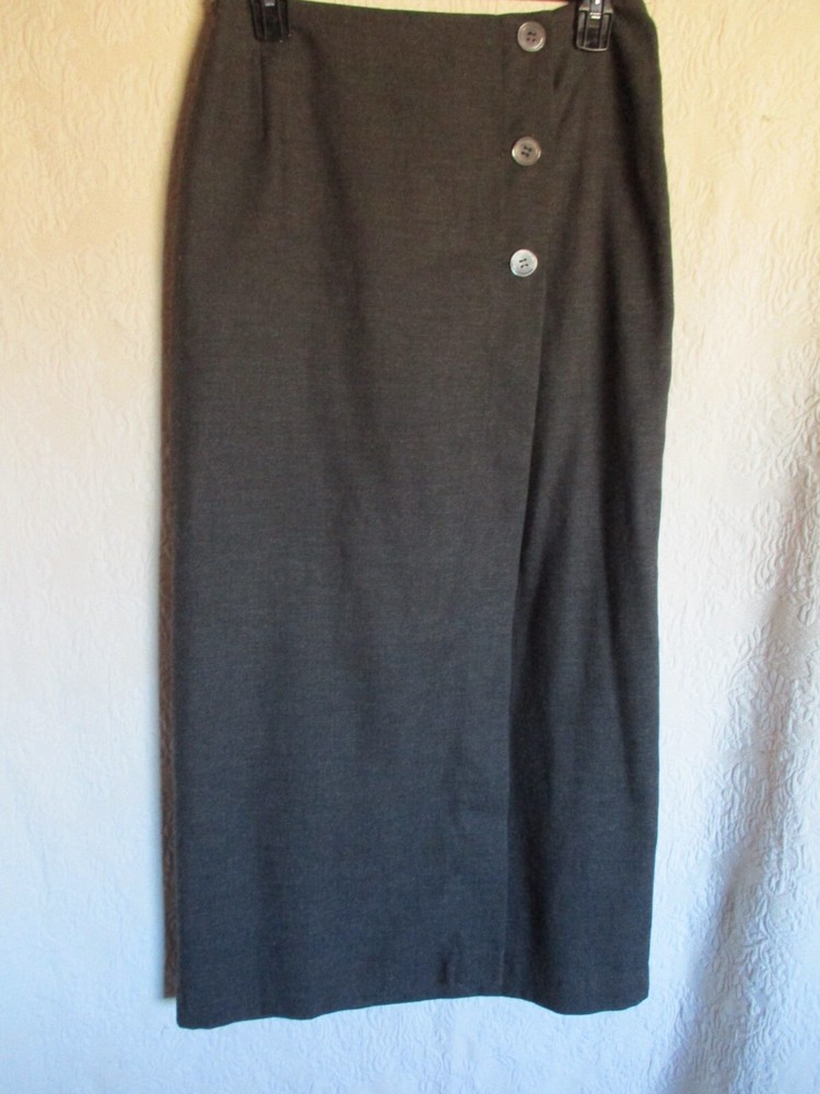 Priscilla Presley USA Pencil Skirt 12 midi charcoal gray wool blend Cali