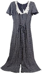 VTG Floral Culotte Jumpsuit S/M-see Measurements Lace Bib Whimsigoth Prairie GUC