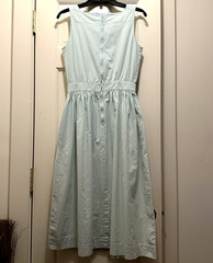Vintage 1980s Laura Ashley Sz 8 Dress 100% Cotton Powder Blue Pockets