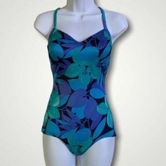Vintage ROXANNE Floral Bathing Suit One Piece Swimsuit 12/34 B