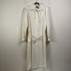 Vintage Serbin Caroll Reed Ski Shop Dress Ruffle Cream Ivory Women’s Size 8