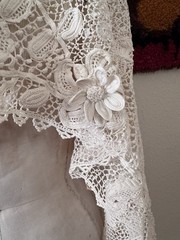 Antique Edwardian Handmade White Irish Crochet Lace Long Cape Open Jacket Coat