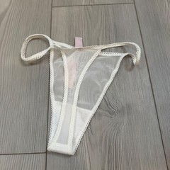 Vintage 2002 Victorias Secret Sheer Mesh V-String Thong White Y2K NWT Small