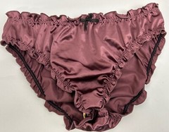 Glossy Butter Second Skin Satin Bikini Panties Sissy Wet Look Silky Ruffles M/L