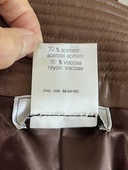 Vintage GENNY Brown Leather Skirt with Zipper, Made In Italy