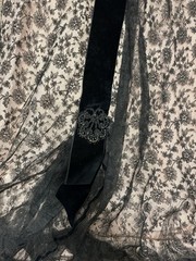 1910 EDWARDIAN BLACK CHANTILLY LACE W/Velvet and Jet Bead Trim GOWN/DRESS