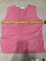 CC Hughes Vintage Sleeveless V-Neck Blouse Pink Pleated Rayon Blend Large EUC