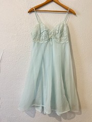 Vtg Warner’s Sz 36 Nightgown Blue Spaghetti Straps Lingerie Babydoll Teddy 8001