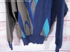 Vintage Mondi Women’s Blue & Gray Wool Blend Knit Pullover Sweater Size 42