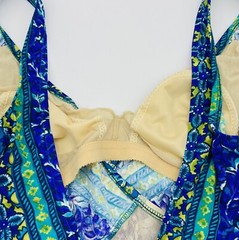 Vintage Cole of California Green Blue White Multicolor Swimsuit Size 8. 60s 70s
