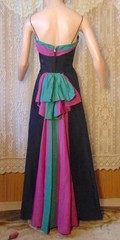 VTG 50s Fred Perlberg Black Tafeta Dance Dress Back Bustle Sm as is