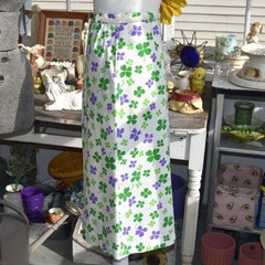Vintage Shamrock Print Skirt St Patrick’s Day Green Clover Belted Midi Skirt Sm