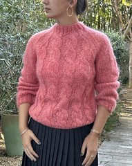 Vintage 50s Bel Air 40 Mohair Wool Sweater Italy Back Buttons coral pink READ