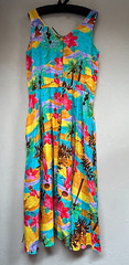 Vintage Carol Anderson California Sleeveless Shirt Dress Floral Hawaiian Sz 9/10