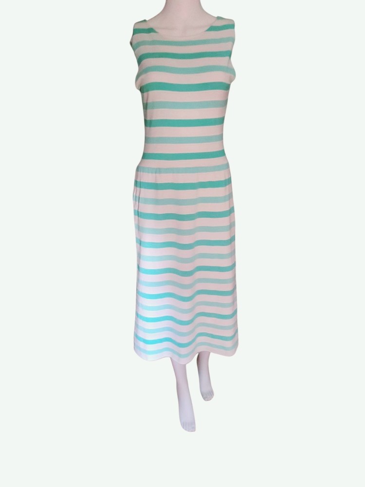 Courreges 1970s Aqua/White Striped Dress