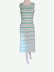 Courreges 1970s Aqua/White Striped Dress