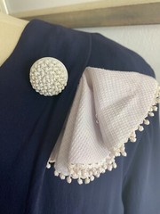 Vintage Herbert Levy Dress Navy Rhinestone Buttons Trim Union Label Size 10/12