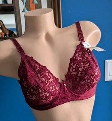 Vtg 1990s WACOAL Second Skin & Lace Unlined Bra 36B NWT #85109 RARE HTF Burgundy