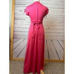 Vicky Vaughn Maxi Dress 7 Vintage 70s Empire Waist Pink Retro ILGWU USA Formal