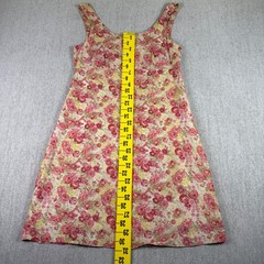 Vintage Laura Ashley UK Floral Linen Dress Cottagecore Romantic Midi Size US 8