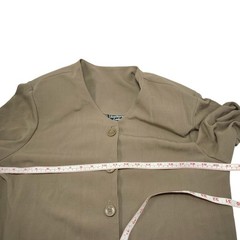 Southern Lady 12 Brown Short Sleeve Blouse Button Front Textured V-Neck Vintage