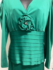 Vintage 80s Dynasty green 2PC Peplum Skirt Set by Rina di Montella Size 8