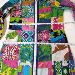 Vtg Patchwork Womens M Midi Robe Colorful Ethnic Lightweight Handmade Thailand