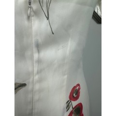 Vintage Y2K White Dress w/ Red Poppy Floral Design & Beaded Straps – SIZE 10