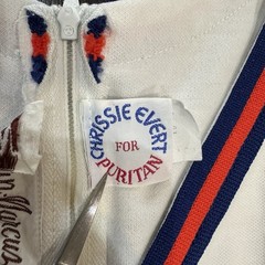 Vintage Chrissie Evert Puritan Neiman Marcus Tennis Dress 16P White Orange Navy
