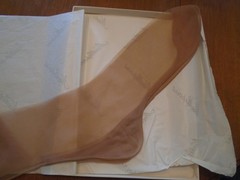 VINTAGE 40s FLOWERS OF FRANCE NYLON STOCKINGS GARTER TOP 10-1/2 CUBAN HEEL 1 Pr.
