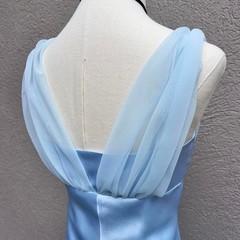 Vintage Y2K Blue Maxi Dress Gown Size XS w/ Bling Prom Glamour