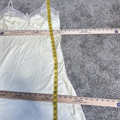 VINTAGE ADONNA Women Slip Union Made USA Nylon And Lace Shiny Vanilla 42 XL