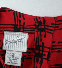 VINTAGE RED & BLACK PLAID LONG SLEEVE SILKY TEXTURED BLOUSE JACQUELINE FERRAR 12