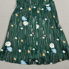 Vtg 70’s Women’s Shift Dress Green Retro Floral Print Polyester 32” W 40” L