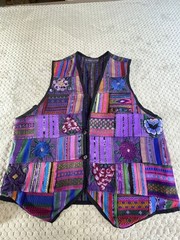 Vintage Embroidered Hand Woven 100% Cotton Vest Made in Guatemala Size M Rare!