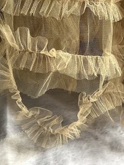 Vintage 1950’s Tulle Layered Cupcake Formal Full Length Dress Peach Beige Sz S