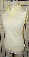 Vintage Sleeveless Top Adidas Size L 70s Pale Yellow Collared Buttons