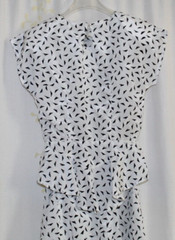 Vintage 1980s Black White Geometric Blouse Mermaid Skirt Set Women’s XS/S 26″