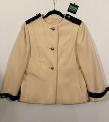 Vintage Bill Blass for Maurice Rentner Suit Set Saks 5th Ave Cream Navy Sz 8