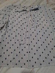 VINTAGE Lilli Ann Collection Blouse Size 8 Black White Polka-dot Blouse W Bow