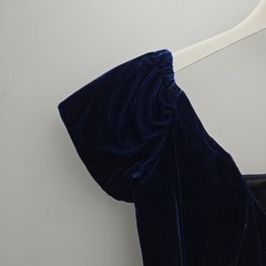 Vintage Dark Deep Blue Velvet Dress by Marlene’s | Unknown Size, Some Loss!!!