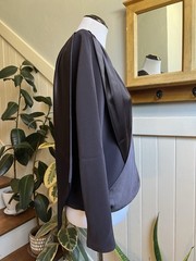 Vintage 1980s Tom Bowker for COTERIE Brown UK 12 US 8 Silk Like Drape Blouse