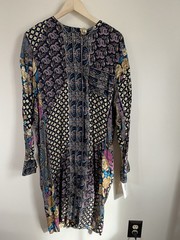 Vintage Floral Paisley Lady Carol Rayon Button Down Shirt Dress USA 16 NOS Boho