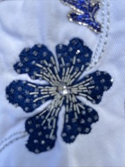 Dolce Gabbana Vintage Women’s White Jeans Blue Beaded Flowers.Italy 44