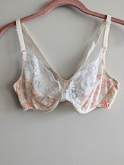Vintage Victoria’s Secret Cotton Lace Bra 36C Floral Front Clasp *DISCOLORATION*