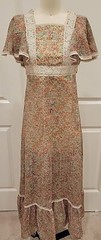Vintage Floral Dress Small Flowy Garden Party Summer Shabby Chic Boho Cottage