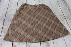 VTG 70s Cobbies by Cos Cob Wool Knit Brown Plaid Skirt Elastic Waist Flat Front