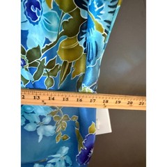 California Dynasty Vintage 70s Retro Blue Tropical Floral Satin Slip Dress L