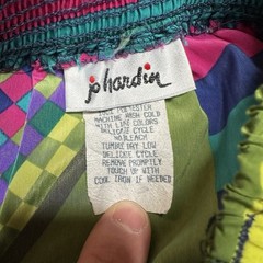 Jo Hardin Womens VTG Geometric Patchwork Maxi Skirt Multi Color Elastic Waist